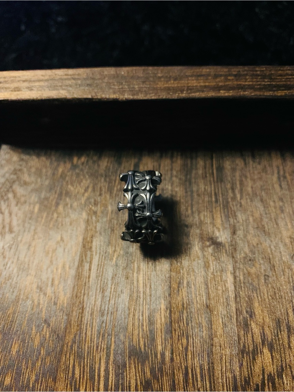 Chrome Hearts Silver Floral Cross Wide Band Ring Unisex Size 8-9